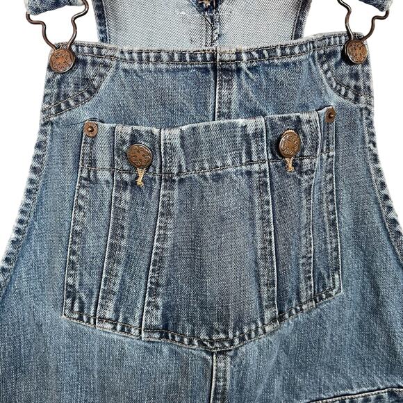 OshKosh Girls Denim Overalls Blue Size 12L Adjustable Straps Multiple Pockets - Picture 8 of 16